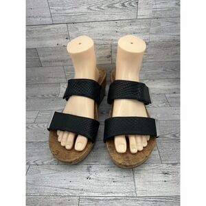 Vionic Pepper Black Snake Print Cork‎ Wedge Sandals Womens Size 10